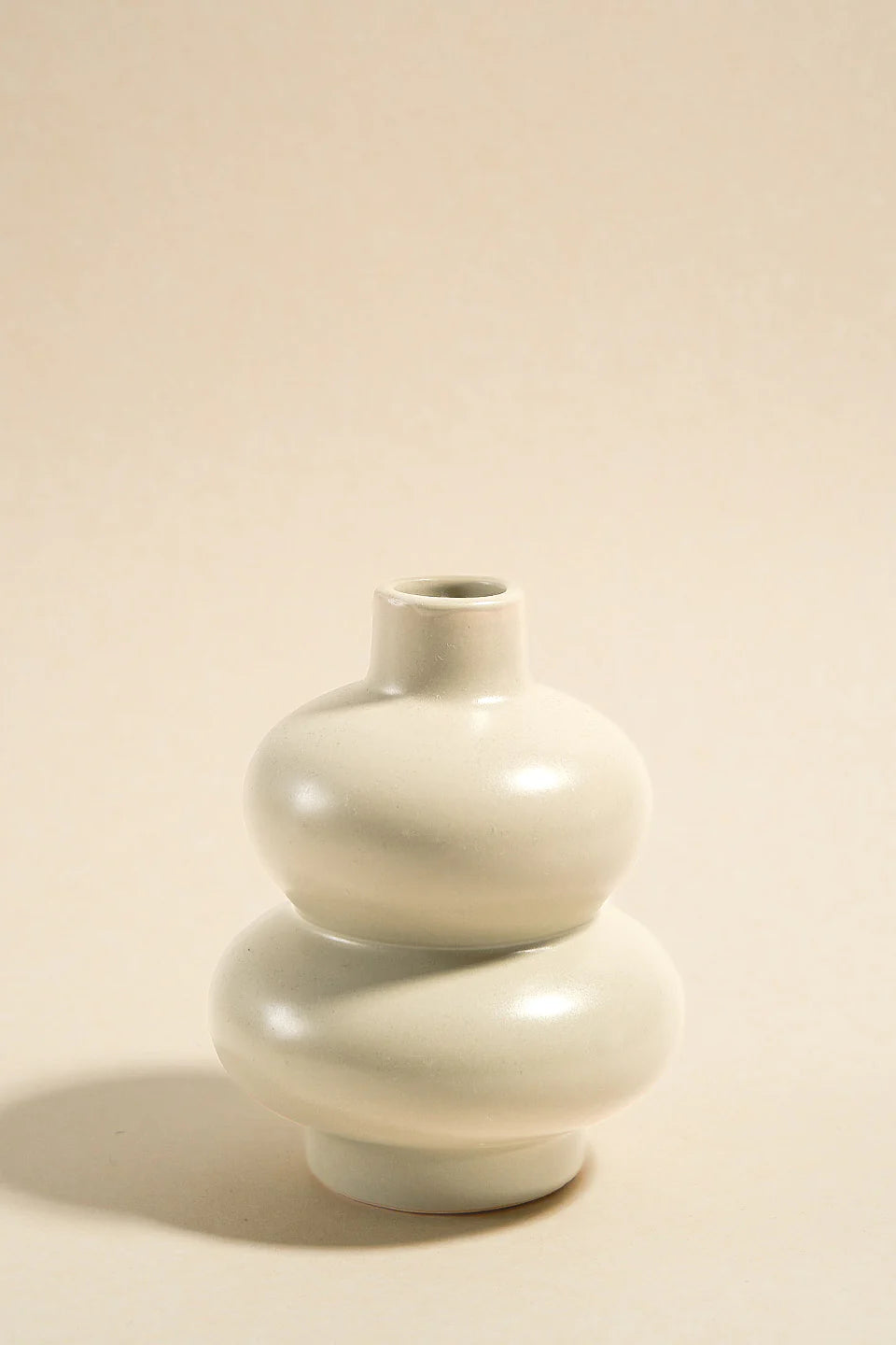 HAYZ HOMEWARES Double Stacked Matte Ivory 12cm Bud Vase
