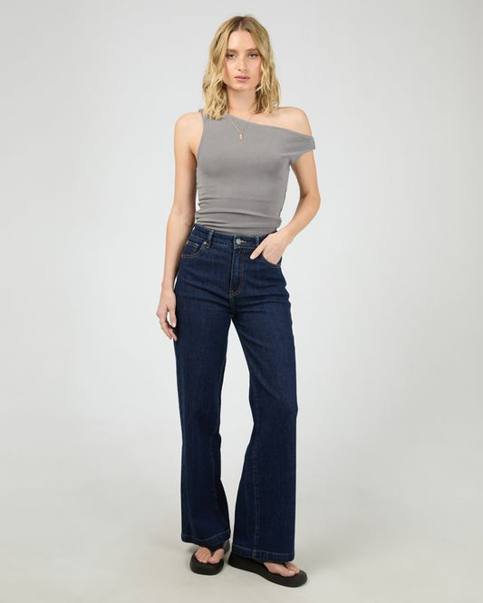 ALL ABOUT EVE Kylie Off Shoulder Top Charcoal