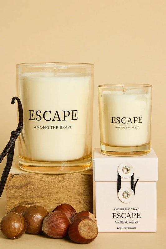 AMONG THE BRAVE Escape Vanilla + Amber 250g Candle