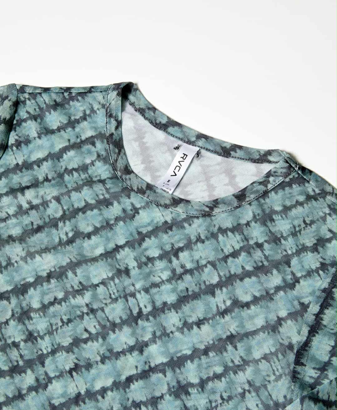 RVCA River Long Sleeve Mesh Top Sea Green