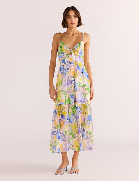 MINK PINK Fable Tie Midi Dress