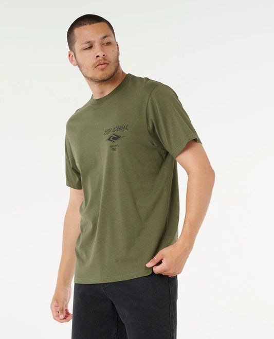 RIP CURL Fade Out Icon Tee Deep Cactus