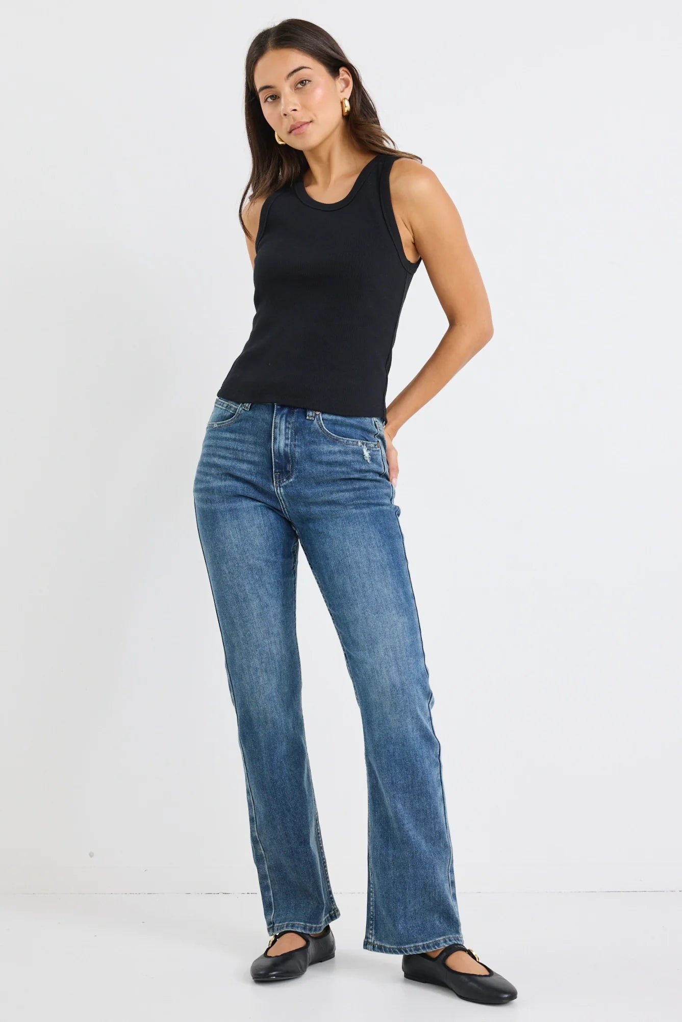 STORIES BE TOLD Farah Mid Blue High Rise Denim Jean