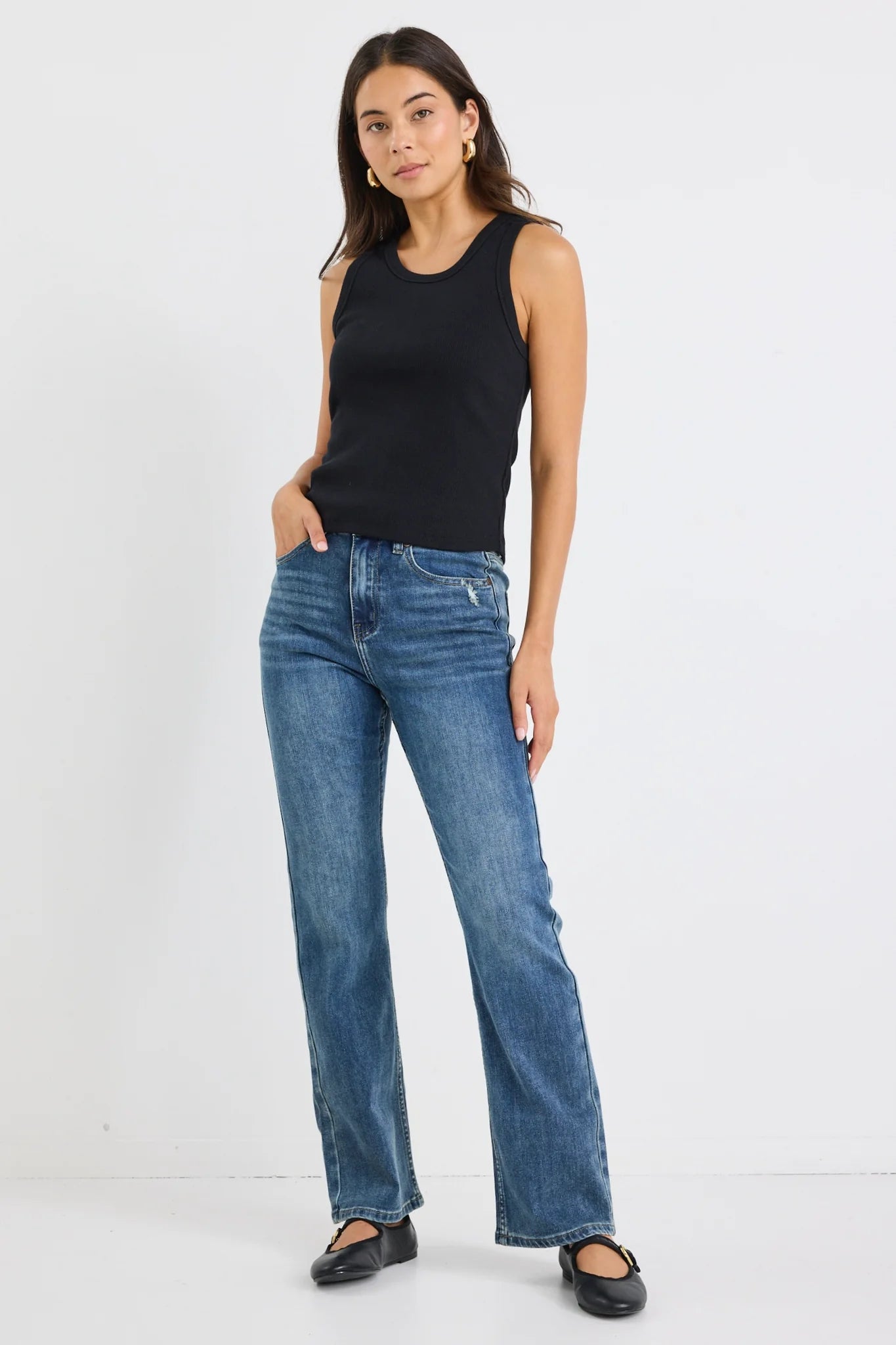 STORIES BE TOLD Farah Mid Blue High Rise Denim Jean