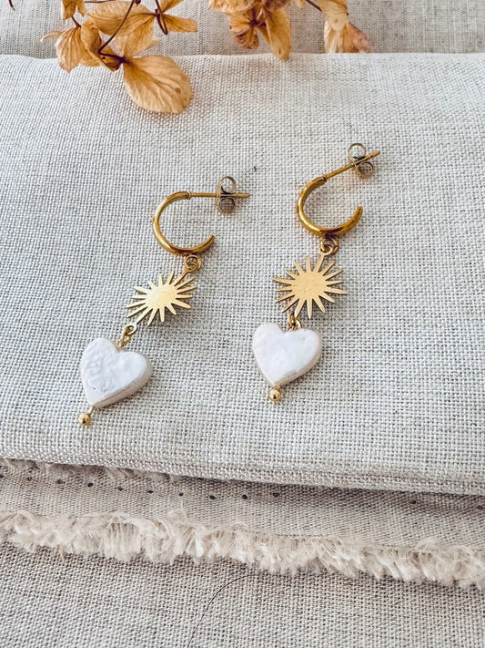 TWIGG JEWELLERY Farrah Heart Drop Earrings