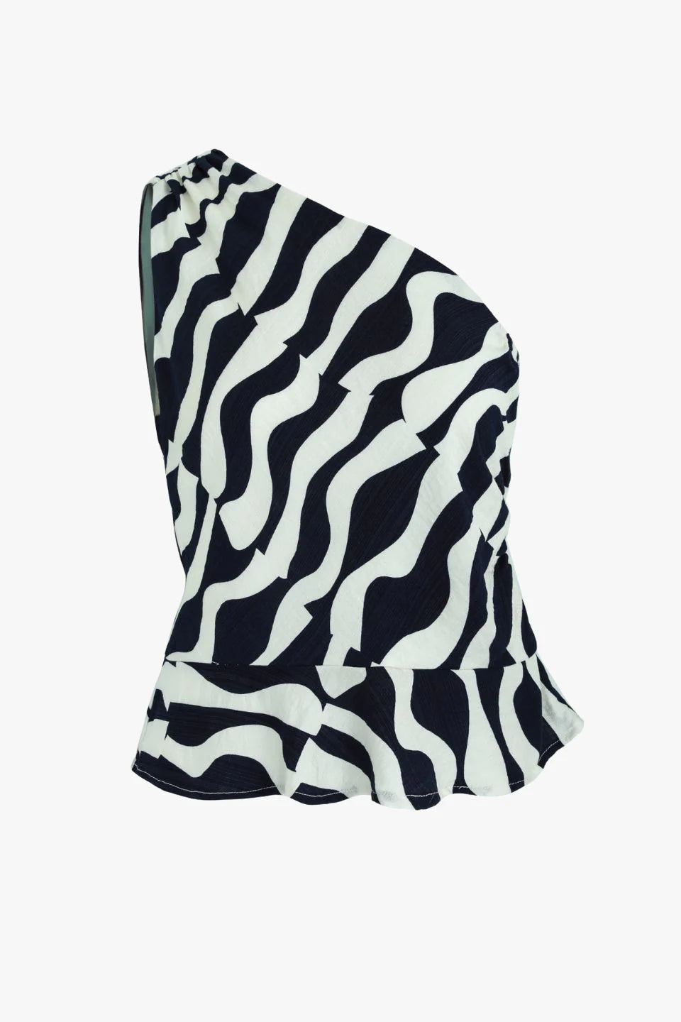 AMONG THE BRAVE Fiction Ink Geo Wave One Shoulder Top