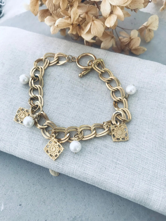 TWIGG JEWELLERY Filigree Charm Bracelet Gold