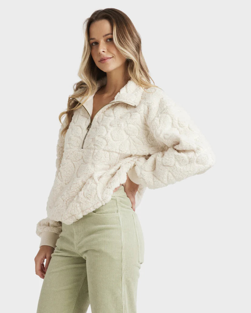 Billabong Fireside Cozy Half Zip Crew Whitecap