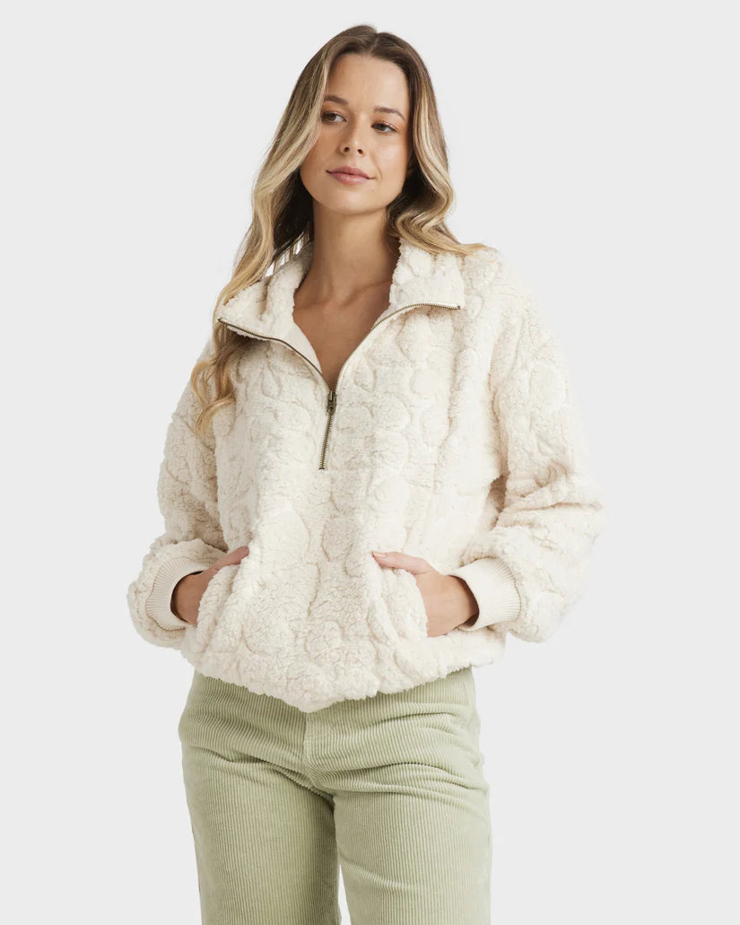 Billabong Fireside Cozy Half Zip Crew Whitecap