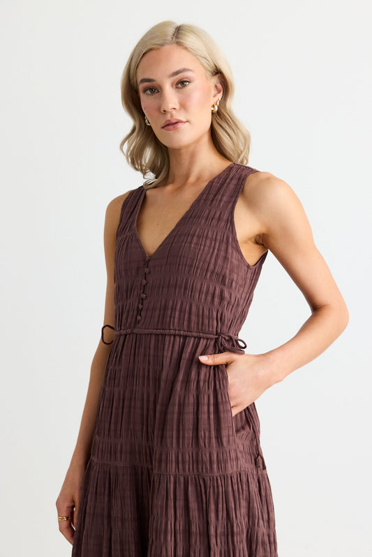 IVY+JACK Flora V Neck Maxi Dress Chocolate