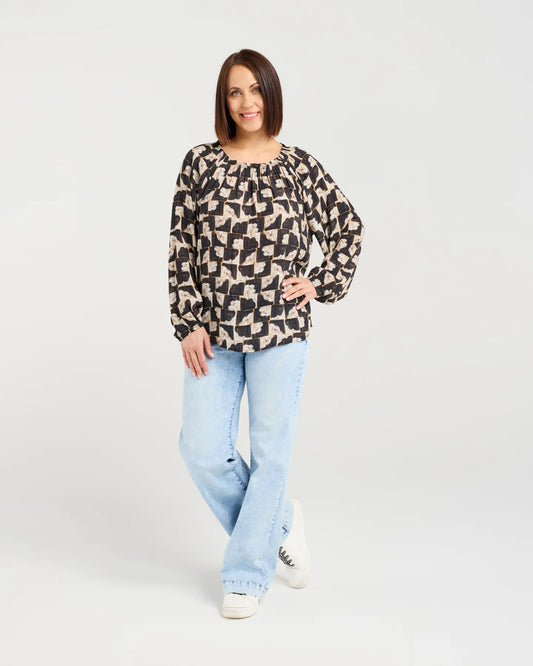 ZAFINA Gloria Top Golden Grid