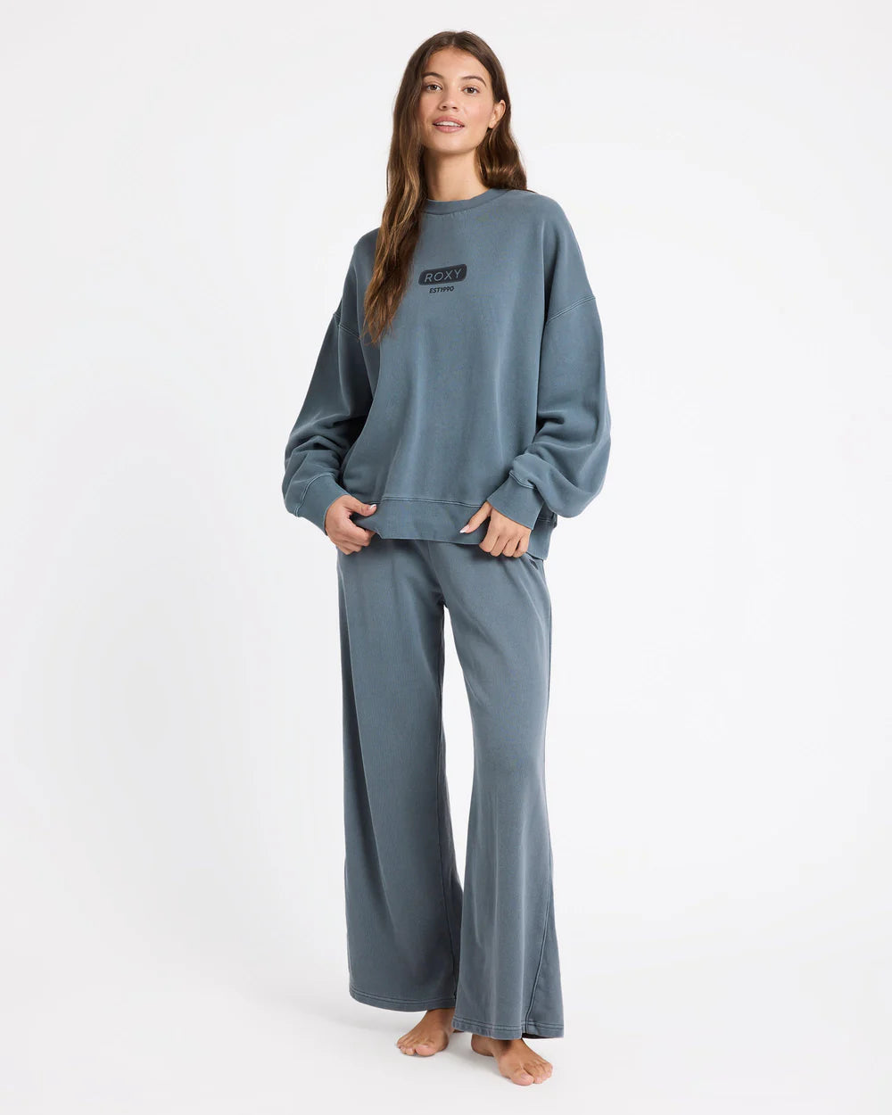 ROXY Heading Out Oversize Crew Dark Slate