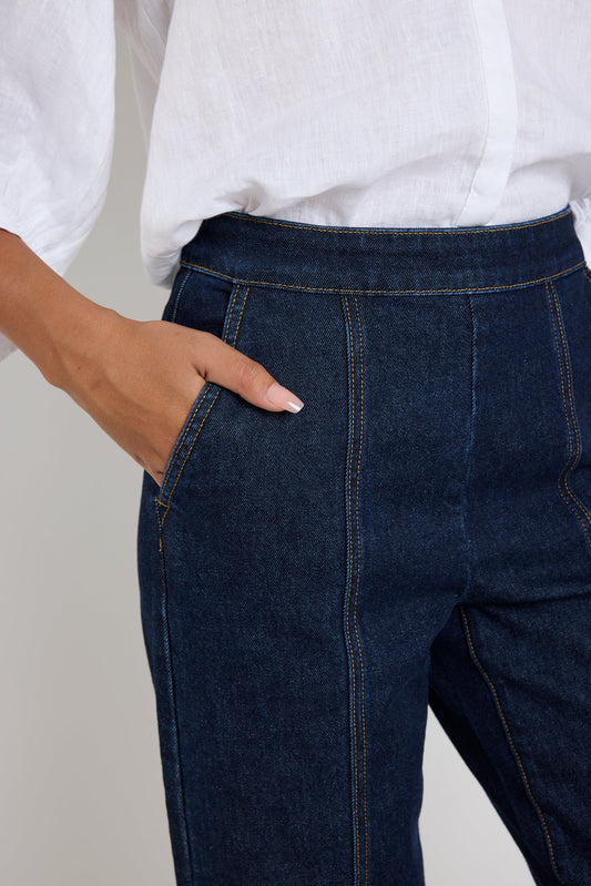 BY ROSA Imperial Indigo Flat Front Wide Leg Jean