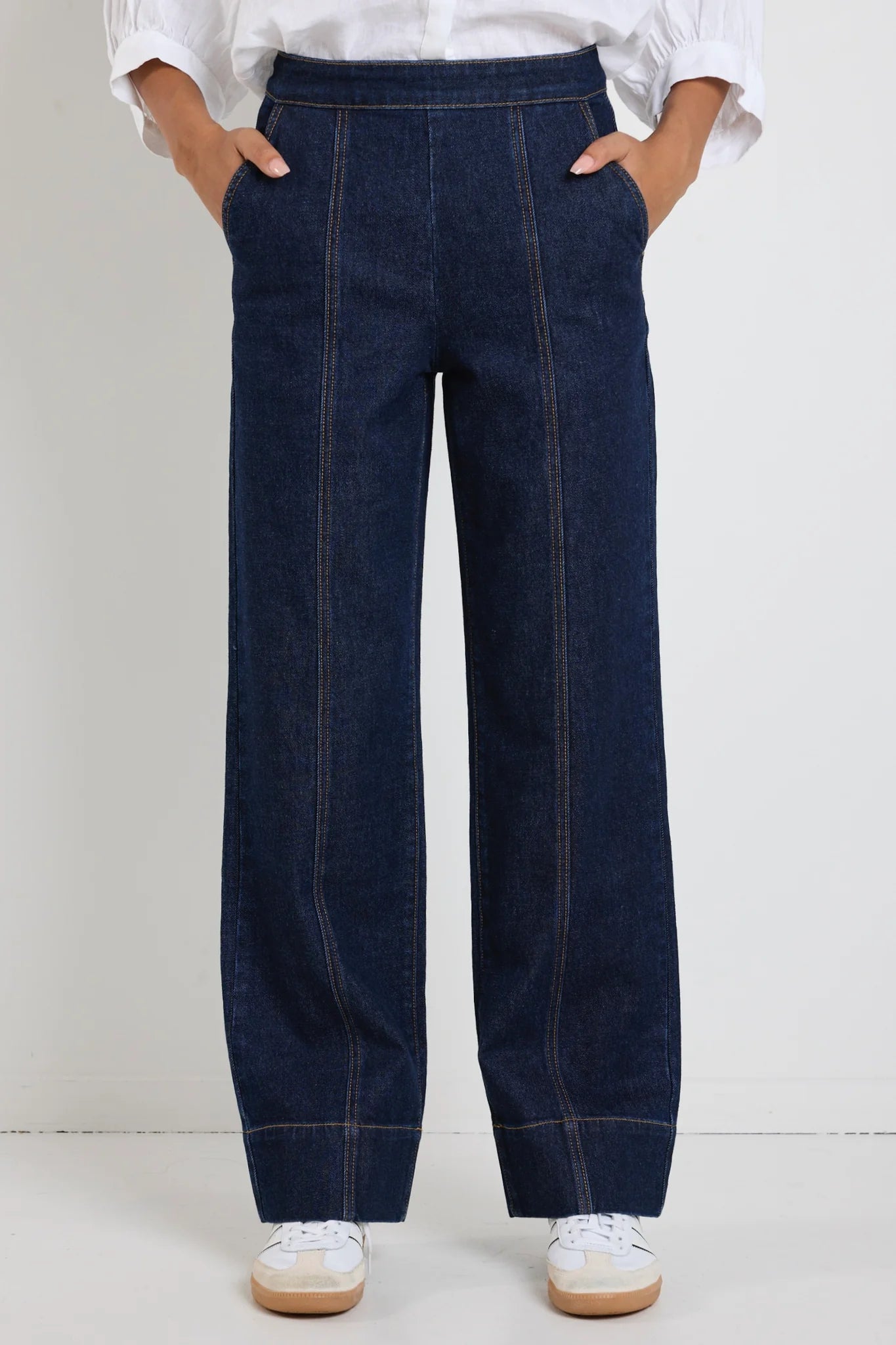 BY ROSA Imperial Indigo Flat Front Wide Leg Jean