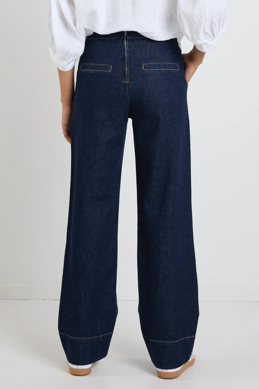 BY ROSA Imperial Indigo Flat Front Wide Leg Jean