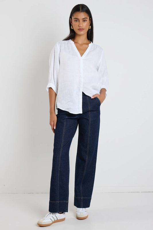 BY ROSA Imperial Indigo Flat Front Wide Leg Jean