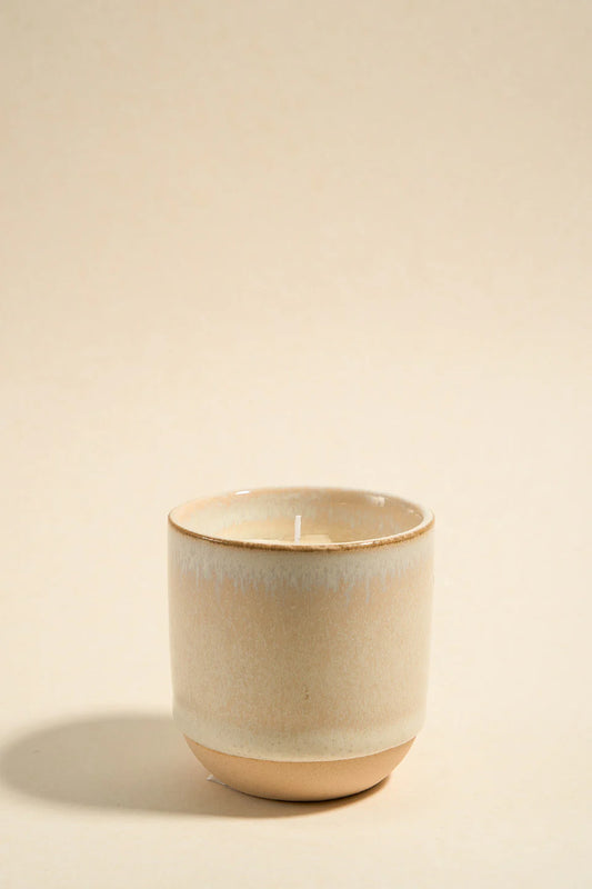 FLO'S HOME Ivory Glazed Ceramic Soy Wax Candle