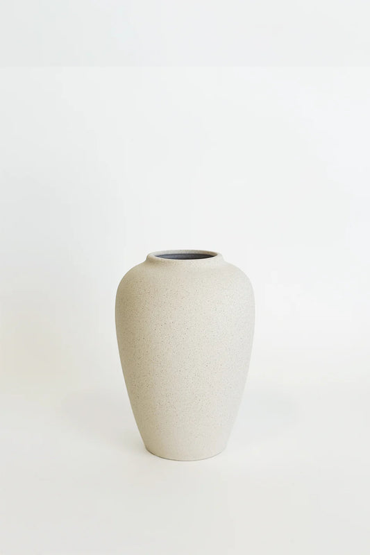 HAYZ HOMEWARES Ivory Textured Large Flower Vase 18cm