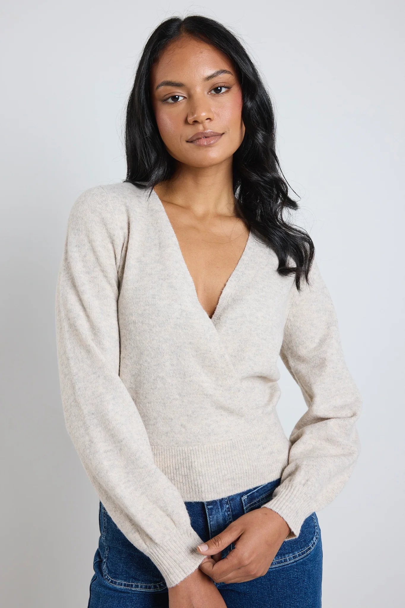 IVY + JACK Charm Oat Marle Wrap Knit Top