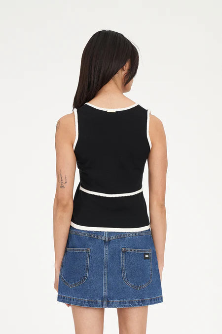 HUFFER Kimi Knit Top Black/White