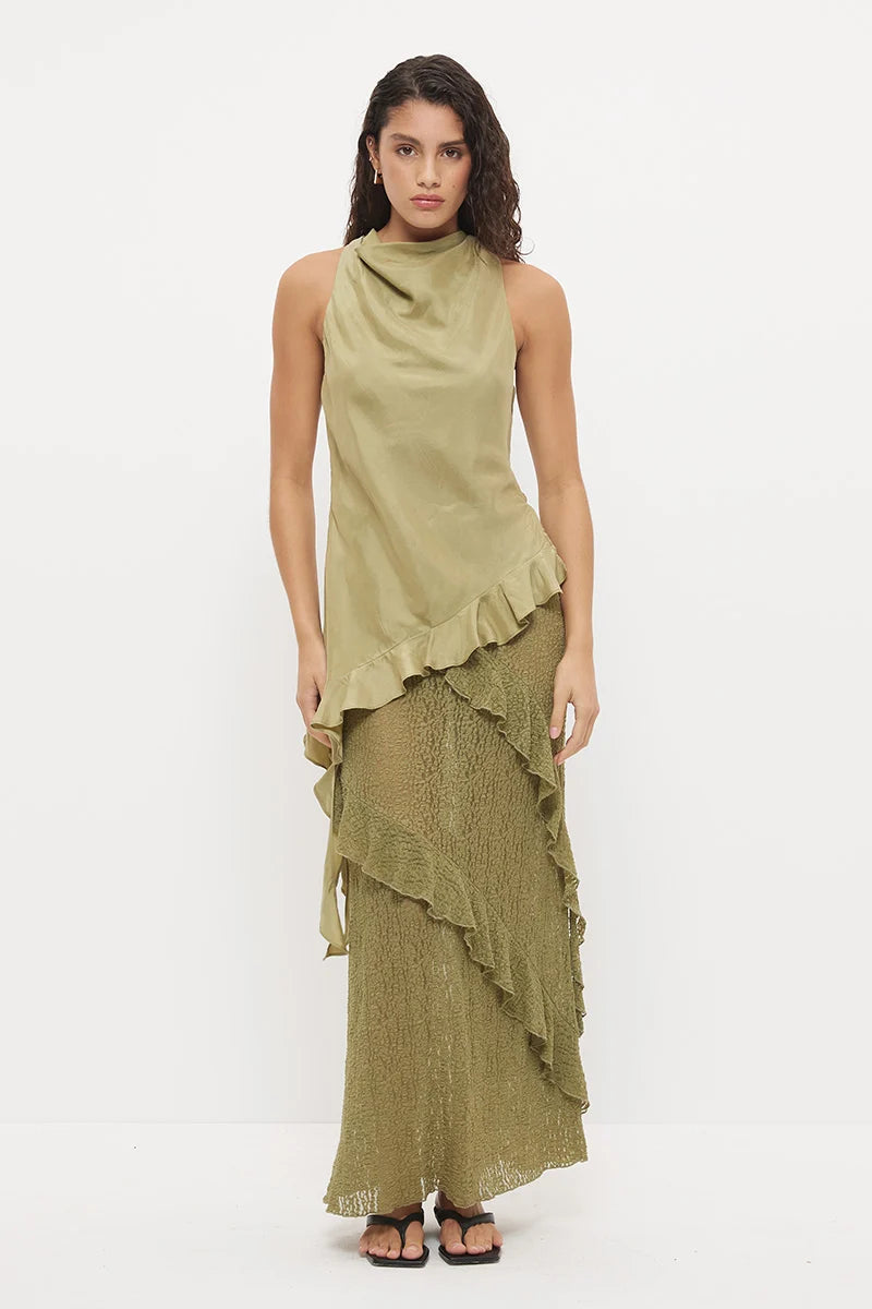 MON RENN Kira Lace Skirt Khaki