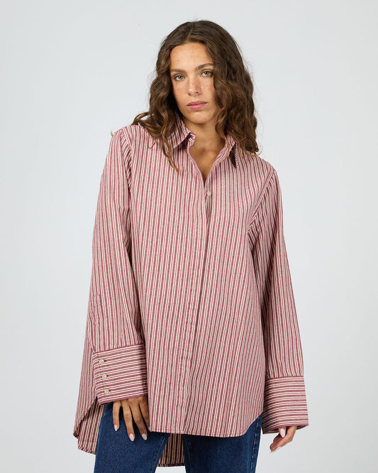 SILENT THEORY Bordeaux Long Sleeve Shirt Cherry