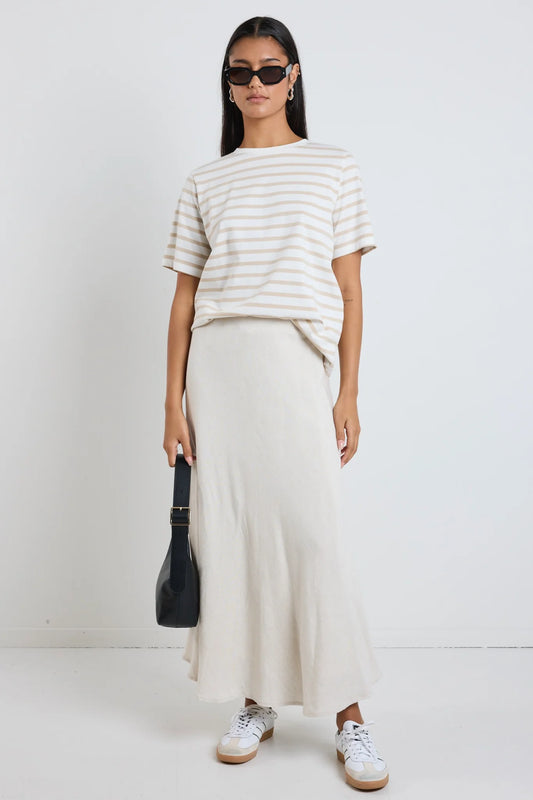 REUNION Lagos Linen Blend Skirt Natural