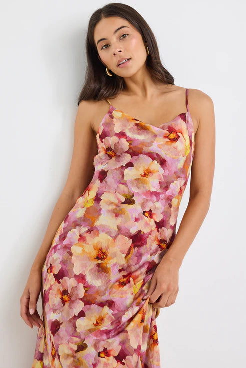 GEORGIA MAE Lavish Multi Floral Tie Back Dress Pink