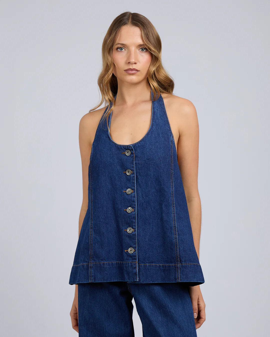 SILENT THEORY Lenni Top Indigo Denim