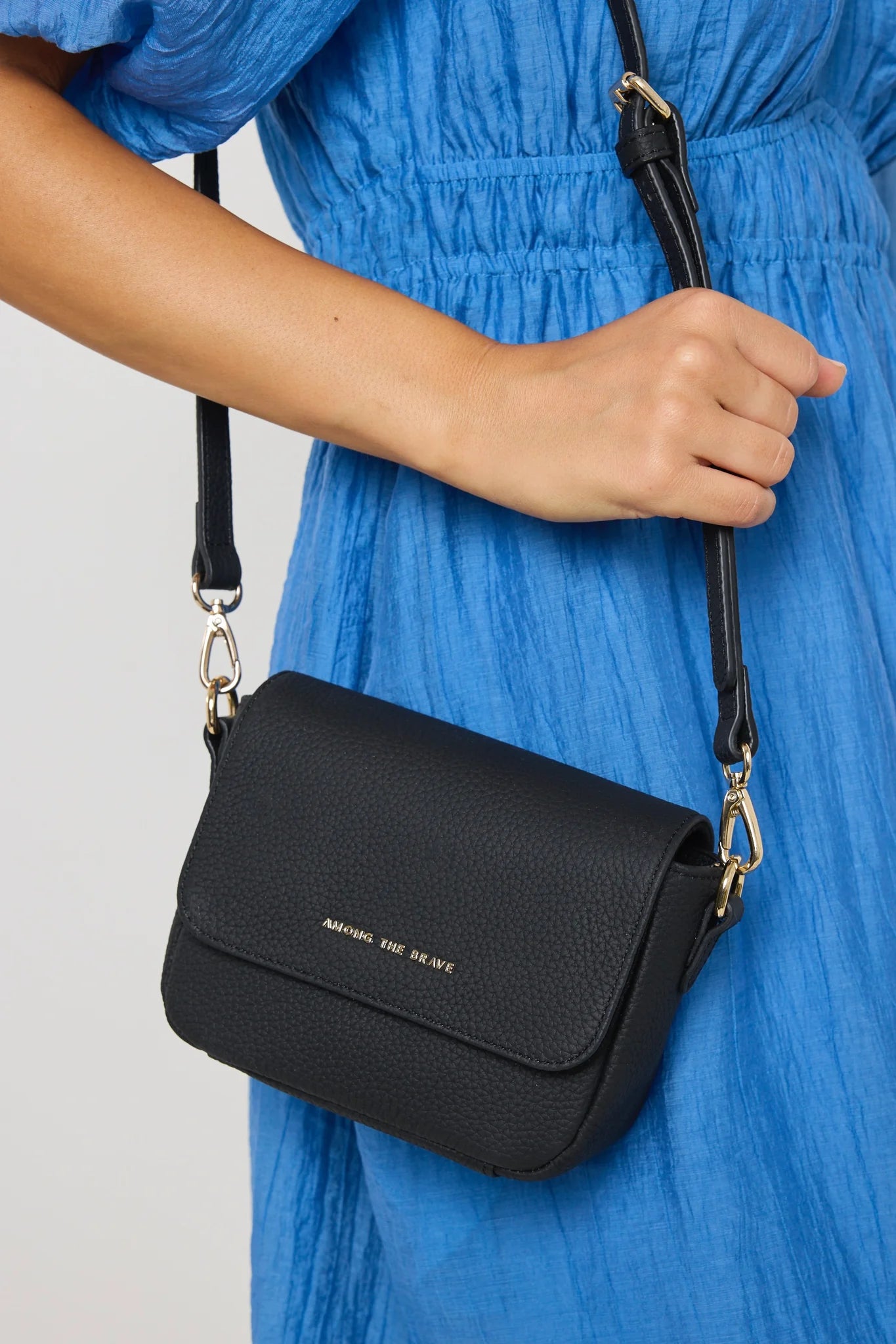 AMONG THE BRAVE London Black Leather Small Crossbody Handbag