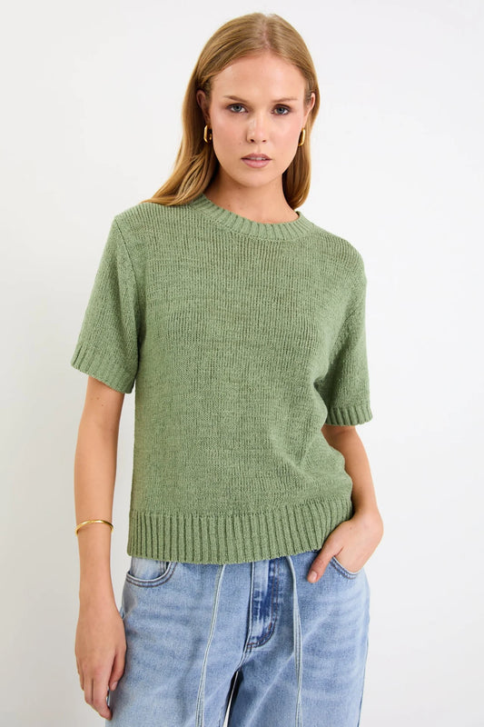 BY ROSA Loveable Sage Tape Yarn Knit Tee