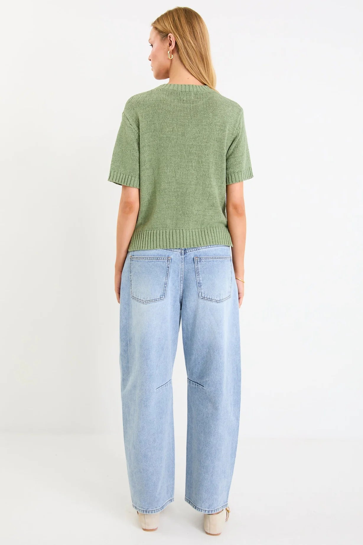 BY ROSA Loveable Sage Tape Yarn Knit Tee