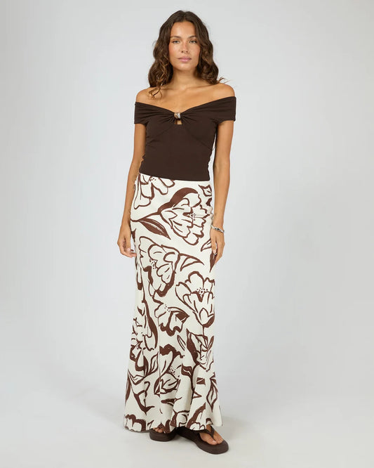 SILENT THEORY Lucia Maxi Skirt Vintage White Choc