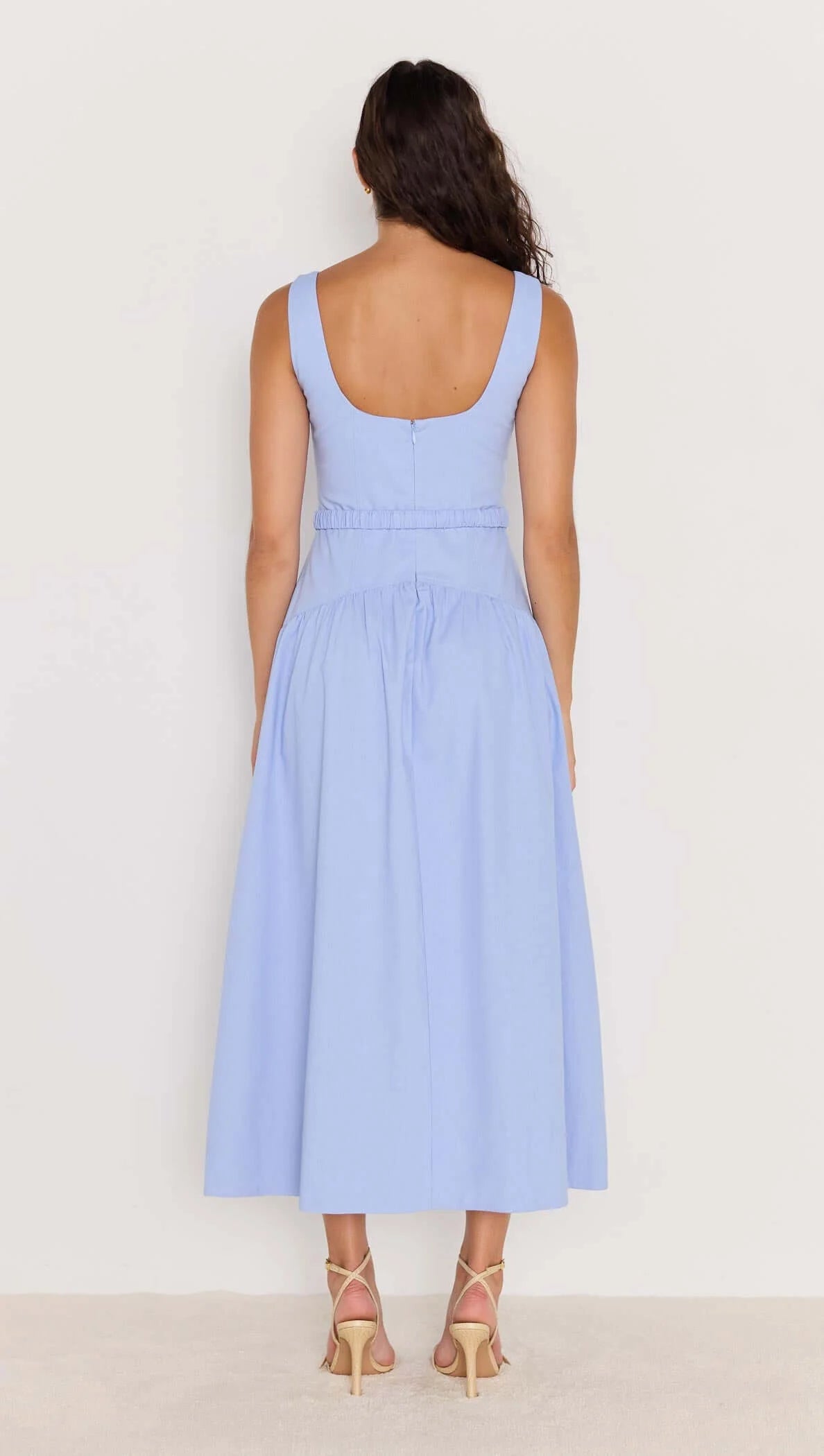 MINK PINK Luella Belted Midi Dress Sky Blue