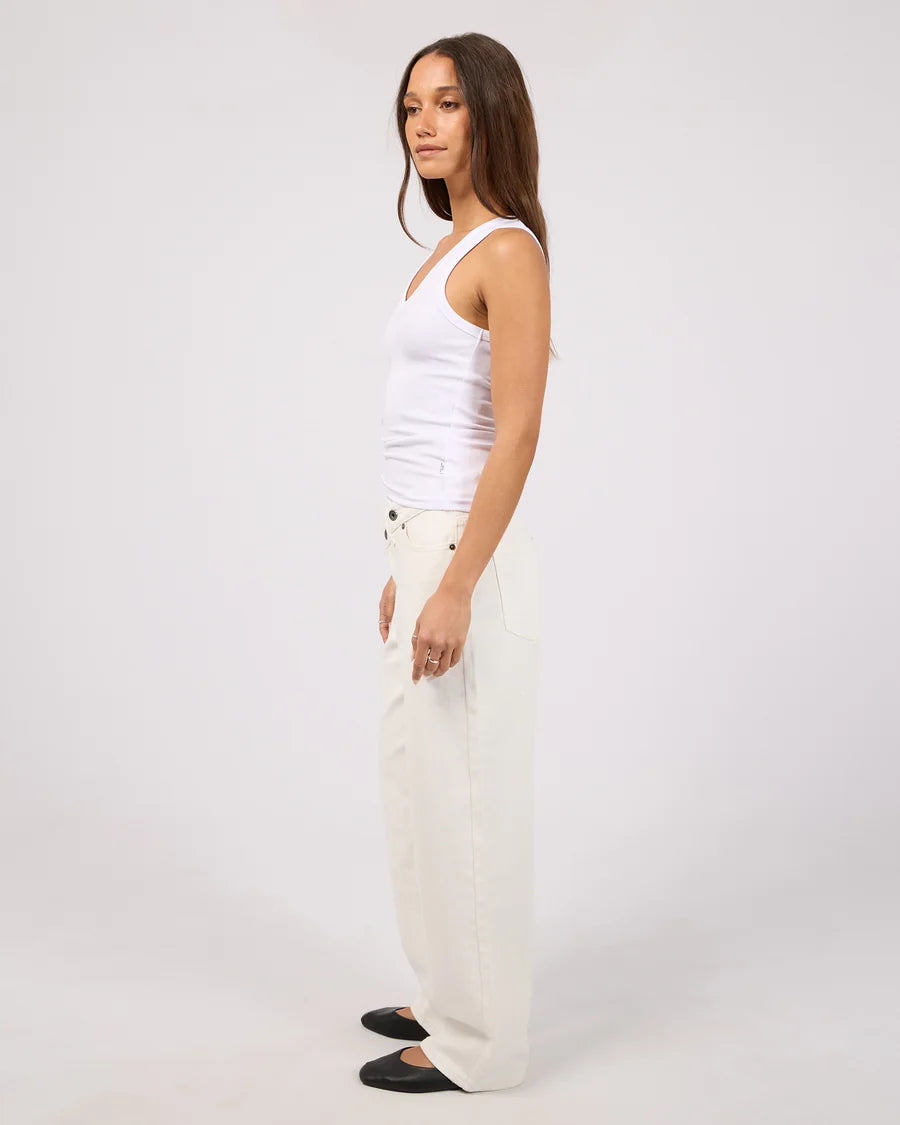 SILENT THEORY Luxe Rib Vee Tank White