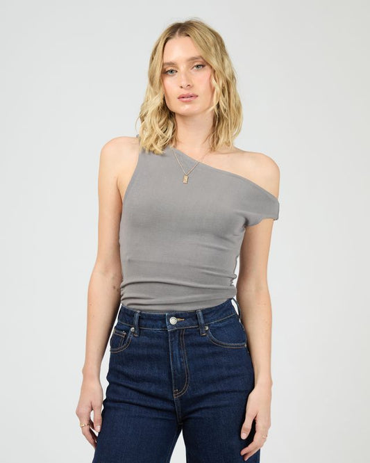 ALL ABOUT EVE Kylie Off Shoulder Top Charcoal
