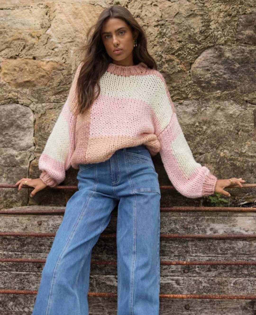 MINK PINK Marcella Colour Block Sweater Knit