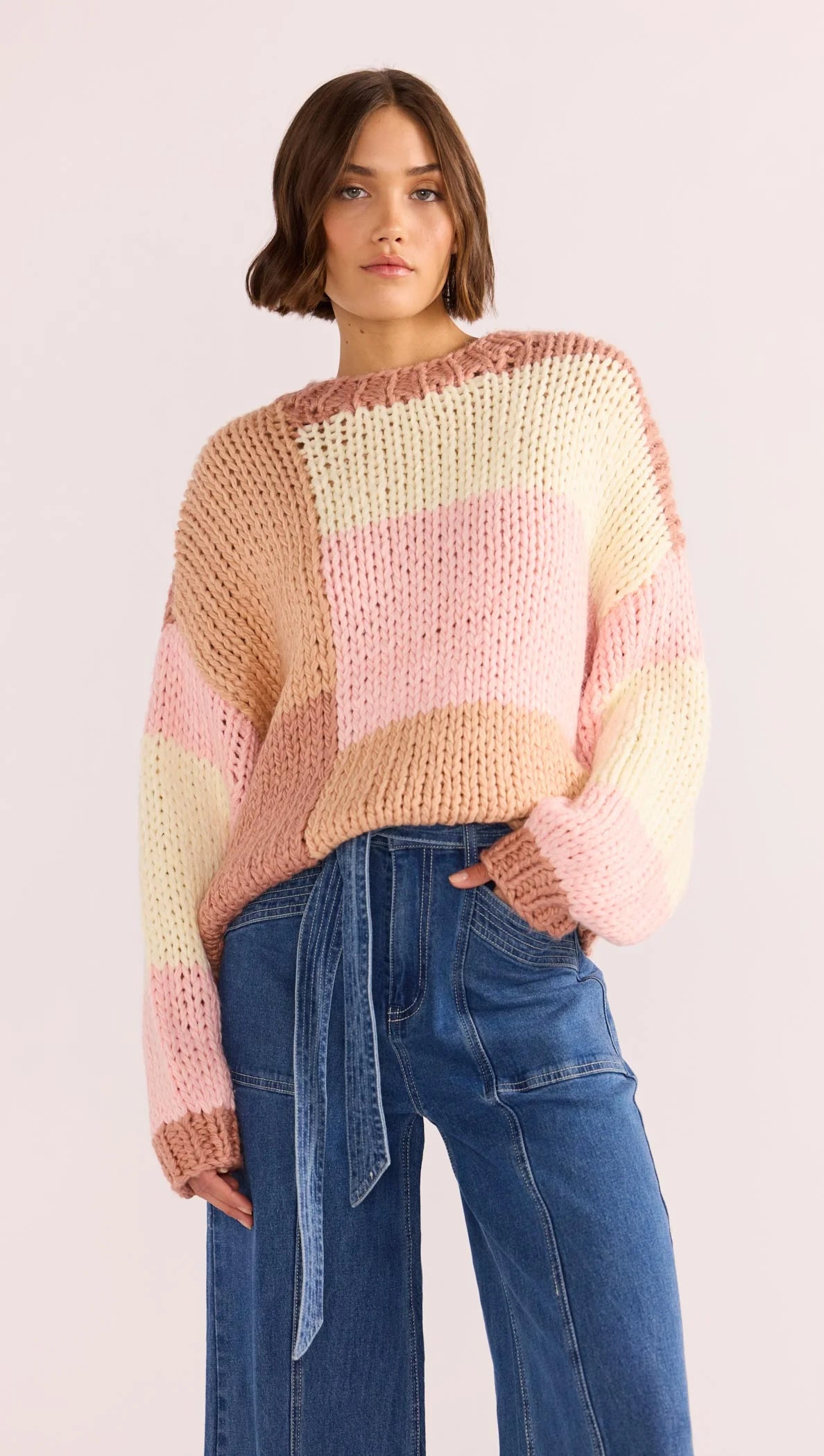 MINK PINK Marcella Colour Block Sweater Knit