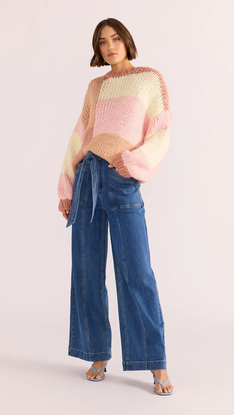 MINK PINK Marcella Colour Block Sweater Knit