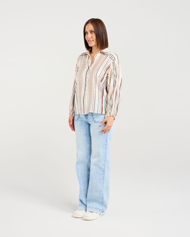 ZAFINA Marigold Shirt Mist Stripes Print