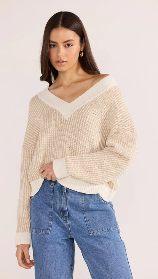 MINK PINK Megan V Neck Sweater