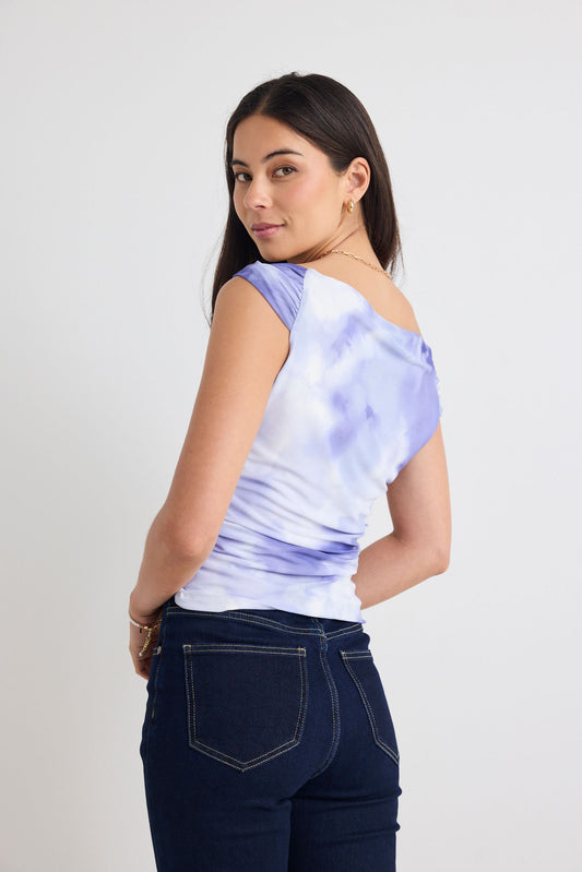 STORIES BE TOLD Nightlife Lilac Smudge Off Shoulder Mesh Top