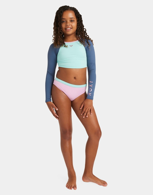 ROXY Girl Colourblock Two Piece Crop Swim Set