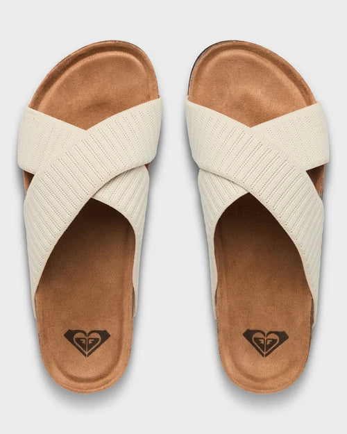 ROXY Mannae Crossed Sandal Slide Taupe