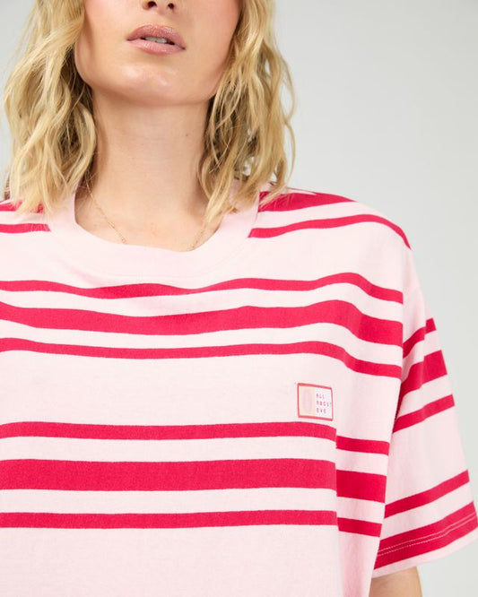 ALL ABOUT EVE Ruby Crop Relaxed Tee Pink/Red