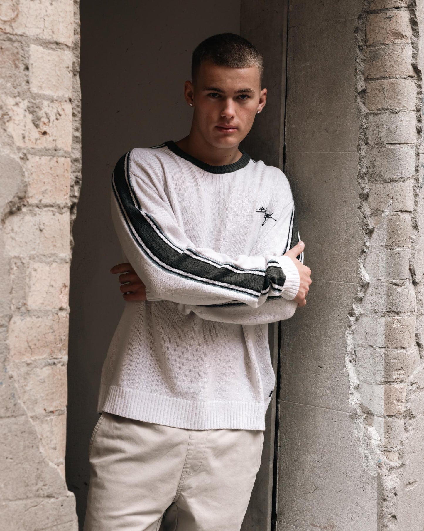 BILLABONG Script Knit Sweater Silver/Khaki
