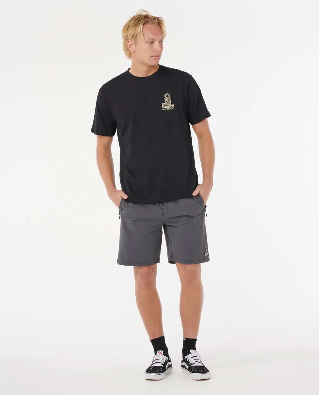 RIP CURL VaporCool Search Stack Tee Black