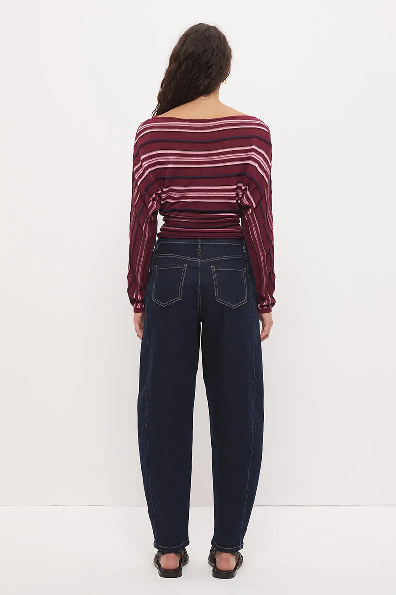 MON RENN Selena Knit Top Berry Stripe