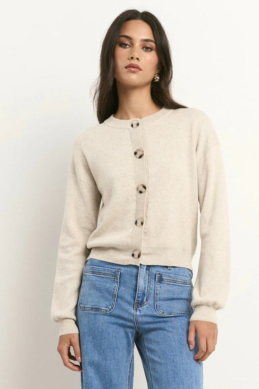 IVY+JACK Solar Oat Cotton Crew Neck Cardigan