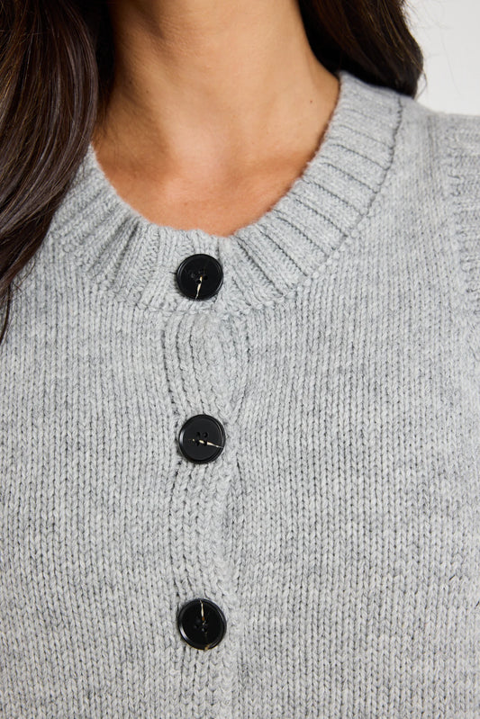 STORIES BE TOLD Stamp Grey Marle Crew Neck Vest